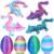 Ivrmtal 4PCS 3D Printed Dragon Eggs with Dragon Inside, Prefilled Easter Eggs with Toys for Kids 3D Printing Crystal Dragon Animals Toys Easter Basket Stuffers Dragon Gifts Desk Deco for Boys Girls