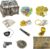 177 Pieces Kids Pirate Treasure Chest Treasure Hunt Kit Lockable Vintage Treasure Chest Toy Set Gold Plastic Compass Pirate Map for Halloween Themed Cosplay Party Favors