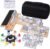 Mexican Train Double 12 Dominoes Set – 91 Tiles with 4 Wooden Trays & Travel Case, Family Board Game for Adults Kids Party Travel