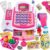 BUYGER Kids Cash Register Toy with Scanner, Receipt Printer, Microphone, Shopping Play Food – Pretend Role Play Birthday for Toddler Kids Boys Girls Ages 3 4-8+ Years Olds
