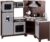 Amazon Basics Kids Corner Interactive Wooden Play Kitchen Set, Stove, Oven, Sink, Fridge and Accessories for Toddlers, Preschoolers, Children Age 3+ Years, Espresso/Gray, 39.37″L x 28.35″W x 35.04″H