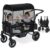 ELEMARA Foldable Wagon Stroller, Stroller Wagon for 2 Kids, Premium All Terrain Wagon for Kids with Removable Canopy, Adjustable Push/Pull Handle, Harnesses, Large Storage Bag, Black