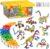 Afomida 215 PCS Creative Building Blocks Playset Toy – Featuring Storage, Includes Dinosaur, Robot, Car, Spider, Dog Figure, Learning Toy for Kids, Birthdays Gift for Kids, Boys and Girls Ages 4-7, 8+