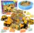 YIDESTARS Play Construction Sand Kit,2.2lbs Magic Sand W/4 Large Take Apart Construction Trucks,1 Sandbox,8 Worker Figures and Road Signs,8 Molds,Toys for 2-8 Years Old Boys Girls